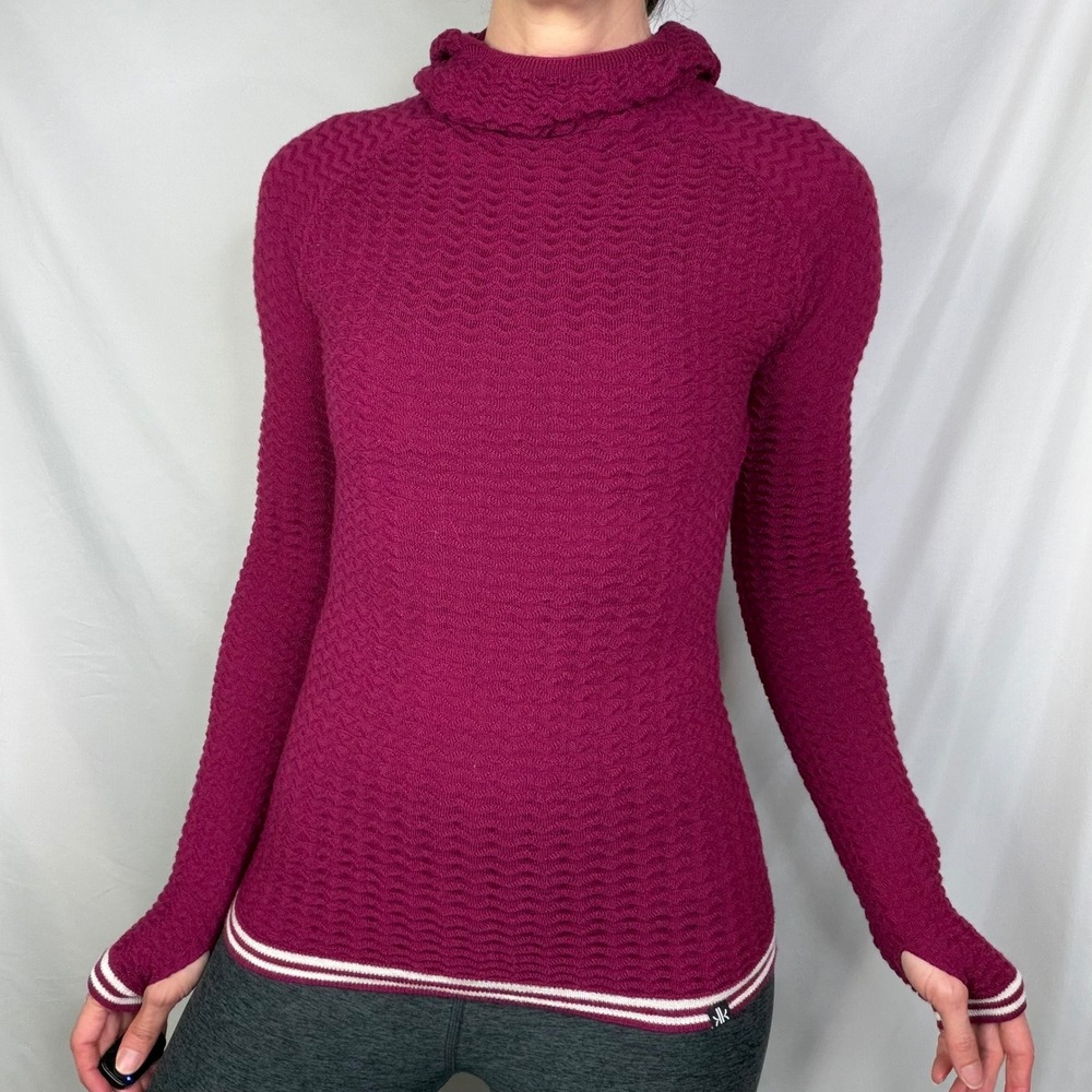 Krimson Klover Permafrost Sweater Hoodie Plumberry Magenta Wool Textured Knit XS - Picture 9 of 11